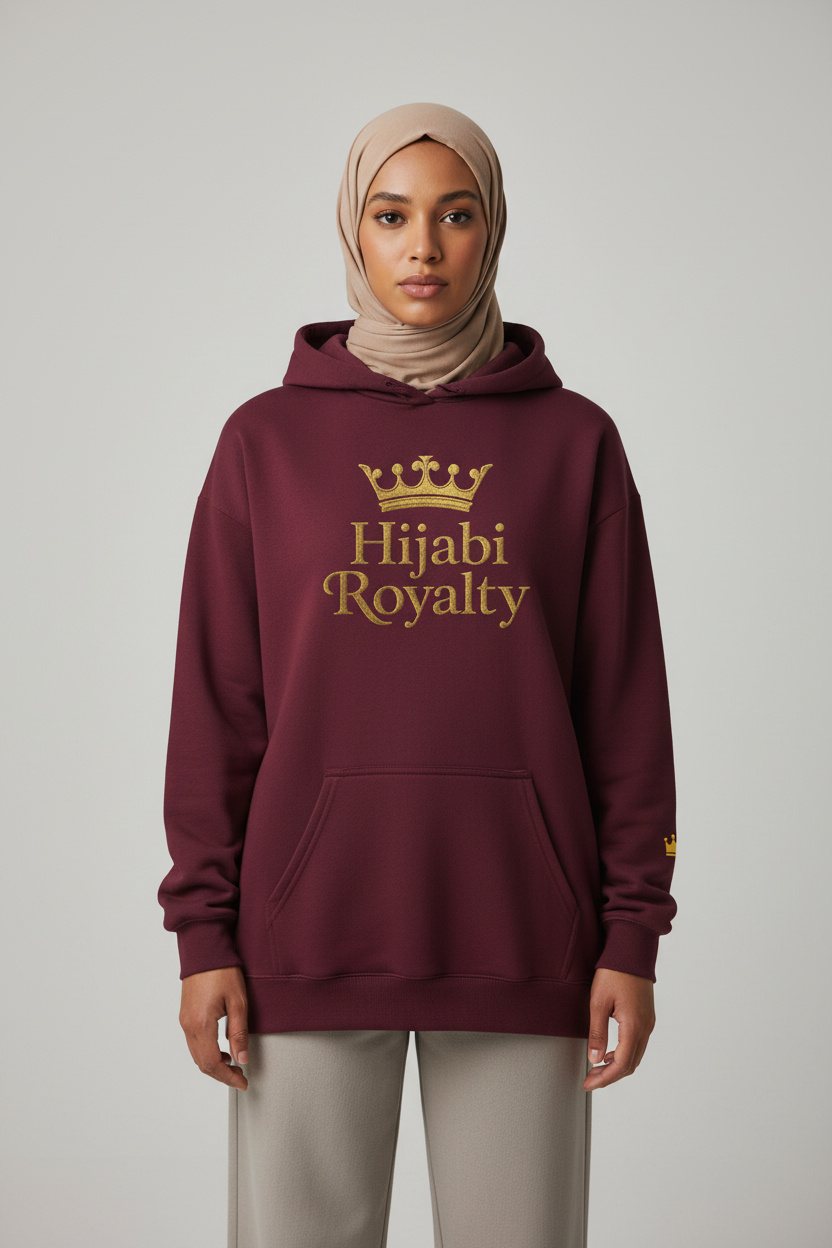 Hijabi Royalty™ Hoodie — Bold Gold Script Hooded Sweatshirt - Modestly Vogue 