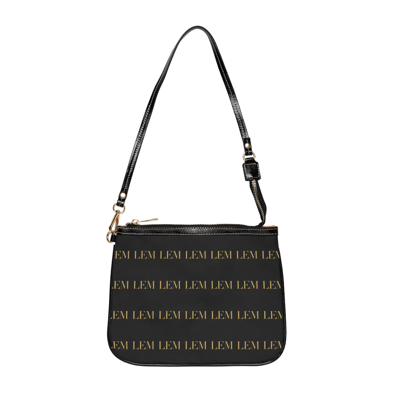 LEM Signature Monogram Mini Shoulder Bag — Black & Gold LEM Pattern - Modestly Vogue 