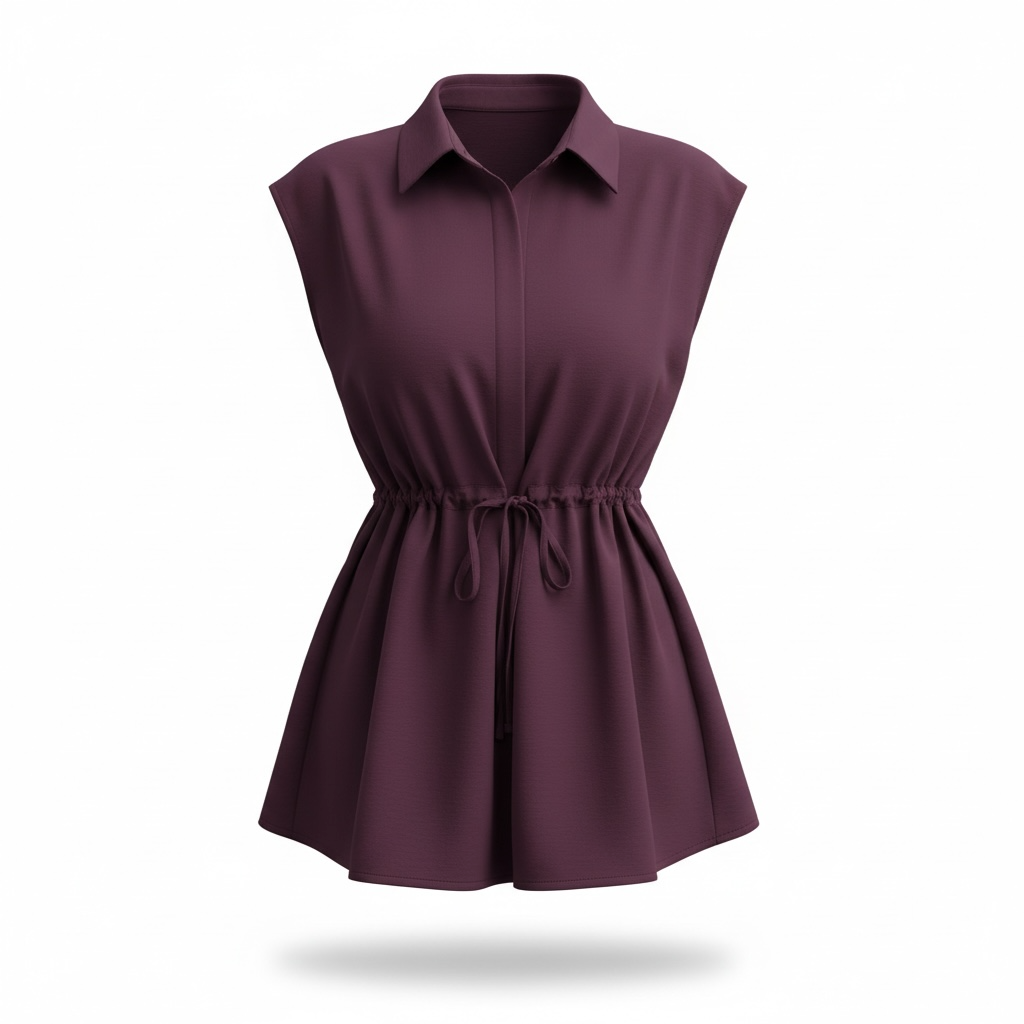 Drawstring Waist Cap Sleeve Shirt - Modestly Vogue 