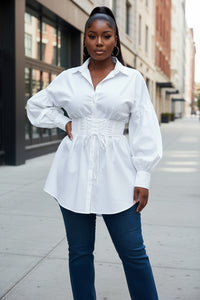 Women's New Waist Strap Slim Fit Sexy Lapel Shirt Dress - Modestly Vogue 