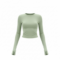 New Women's Solid Color Base Round Neck Long Sleeve Top Women - Modestly Vogue 
