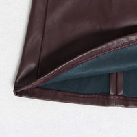 High waist long A-line PU leather skirt - Modestly Vogue 
