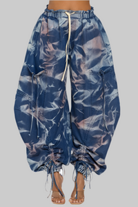 Urban Chic Drawstring Denim Cargo Pants