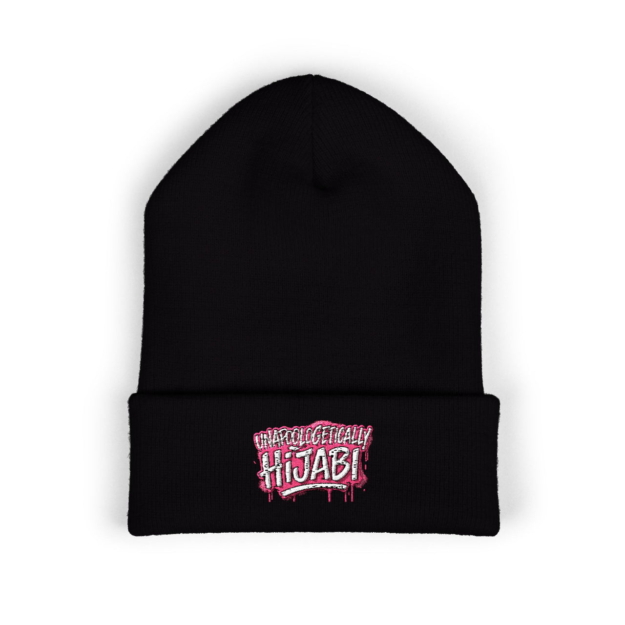 Unapologetically Hijabi Embroidered Beanie — Classic Cuffed Winter Hat