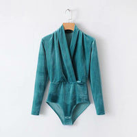 Retro cross V-neck velvet one-piece women