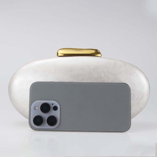 Round Acrylic Evening Pearl Clutch Bag - Modestly Vogue 