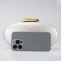 Round Acrylic Evening Pearl Clutch Bag - Modestly Vogue 