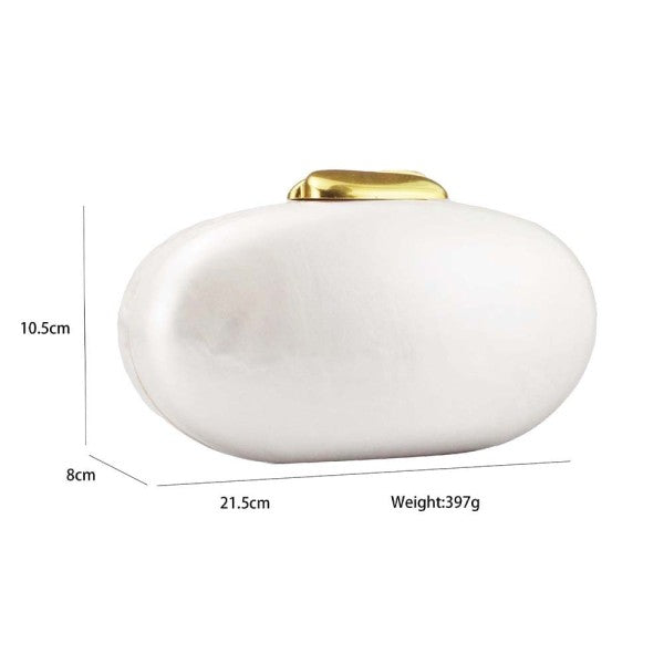 Round Acrylic Evening Pearl Clutch Bag - Modestly Vogue 