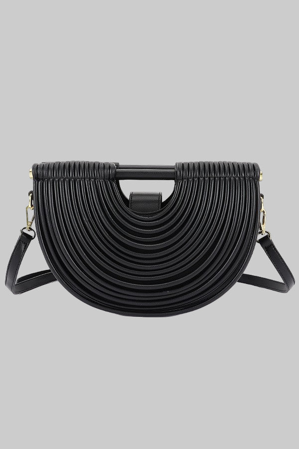 Metallic Faux Leather Noodle Bag Purse Handbag