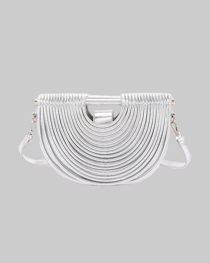 Metallic Faux Leather Noodle Bag Purse Handbag