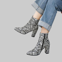 Martin boots snake print thick heel ankle boots - Modestly Vogue 