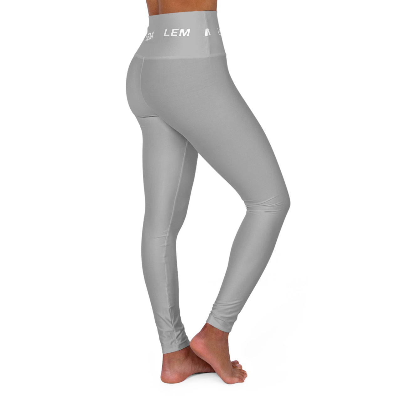 LEM Grey Logo On High-Waisted Yoga Leggings