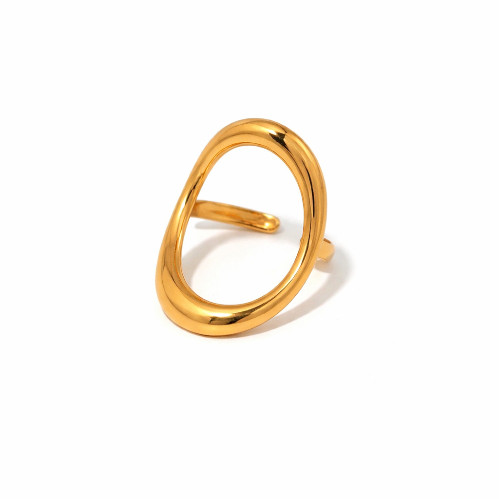 Gold Plated 18K Gold Geometric Waterproof Non Tarnish Open Rings - Modestly Vogue 