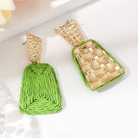 Raffia Earrings Women's Fashion Trapezoidal Alloy - Modestly Vogue 