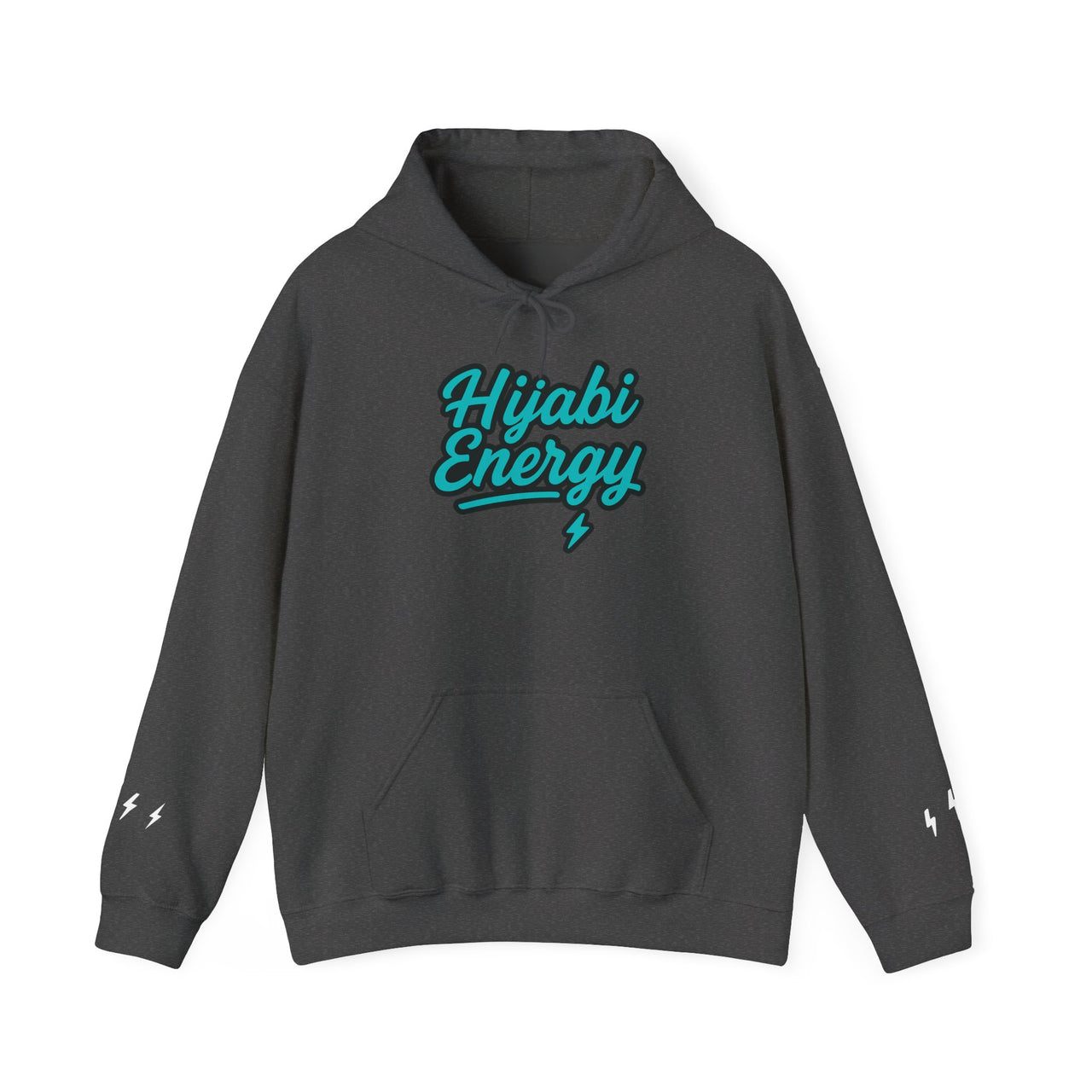 Hijabi Energy™  Hoodie — Bold Gold Script Hooded Sweatshirt