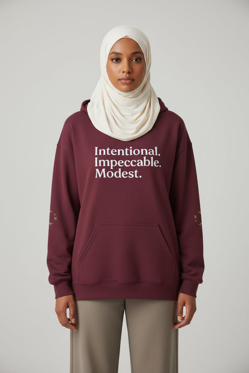 Maroon Women's Hijabi Girl™ Hoodie – Cozy Streetwear Sweatshirt - Modestly Vogue 