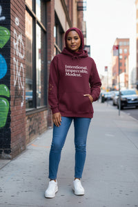 Hijabi Girl™ Burgundy Intentional Limited Edition Hoodie – Streetwear Sweatshirt - Modestly Vogue 