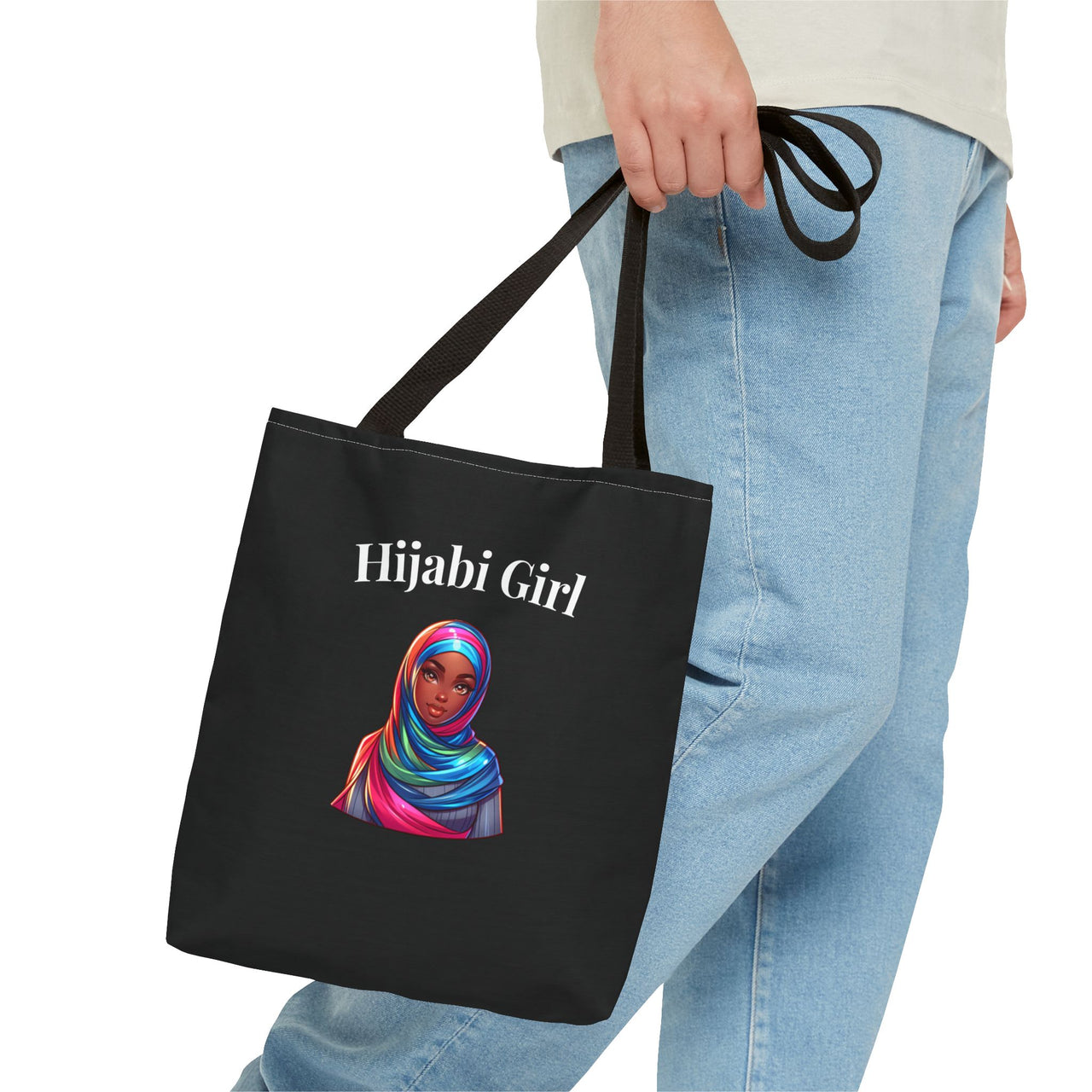 Colorful Hijabi Girl Tote Bag - Stylish and Functional for Every Occasion BLACK - Modestly Vogue 