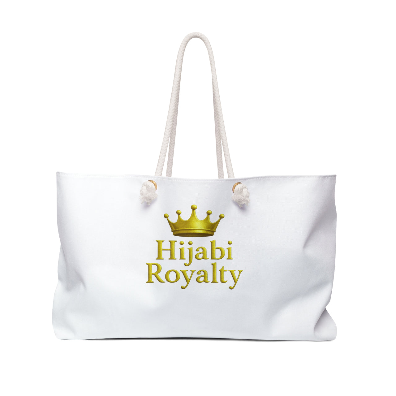 Hijabi Royalty™ White Weekender Bag — Gold Crown Travel Tote - Modestly Vogue 