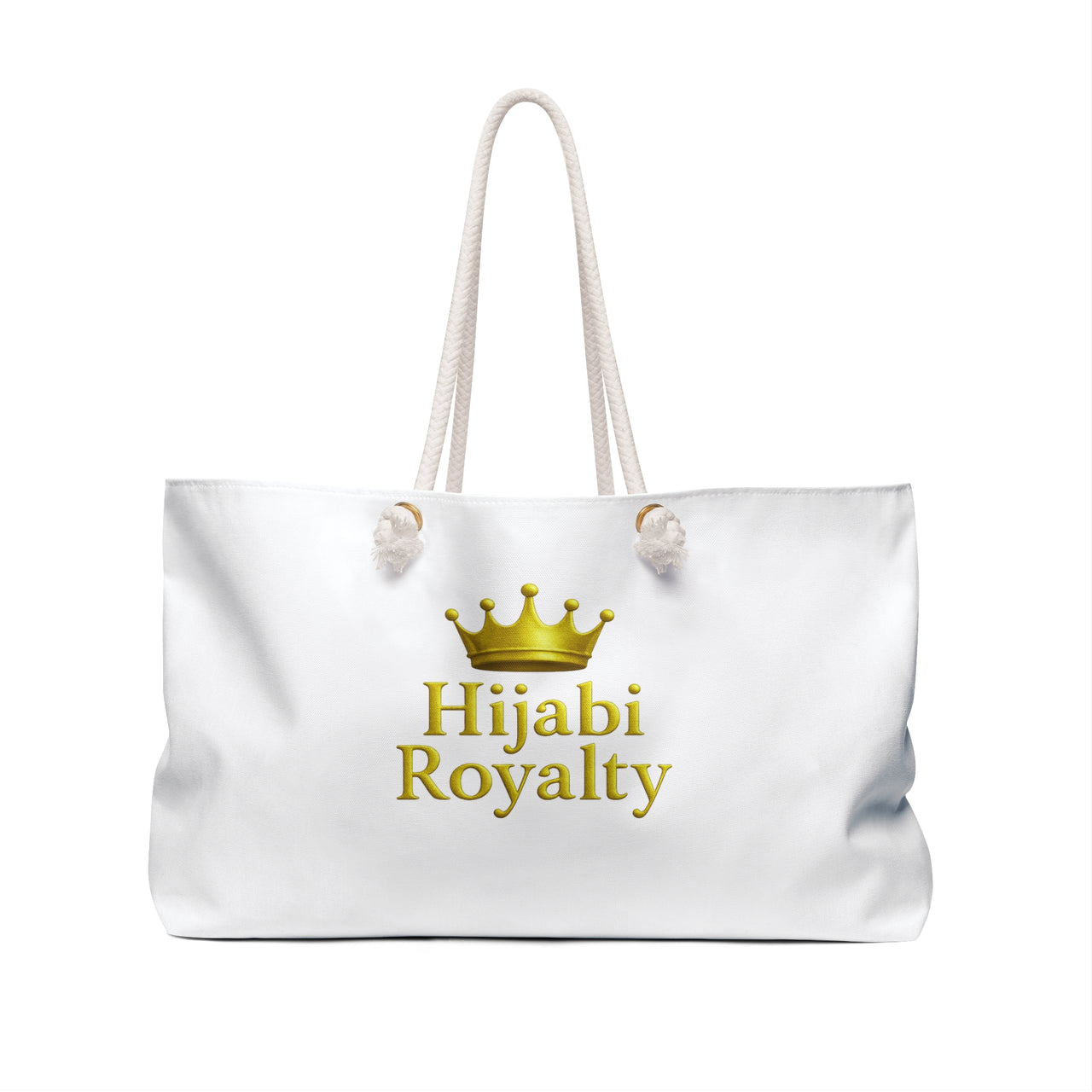 Hijabi Royalty™ White Weekender Bag — Gold Crown Travel Tote - Modestly Vogue 