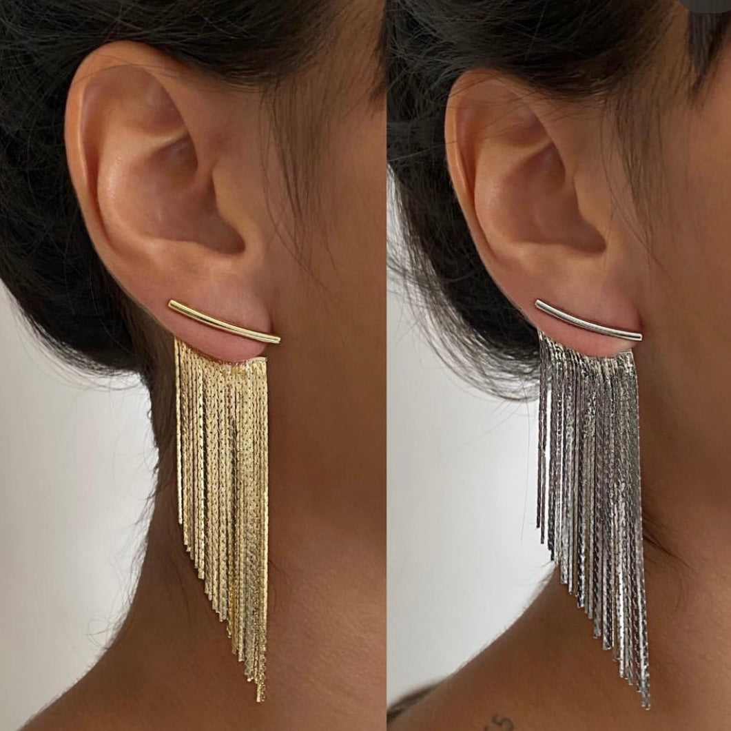 Gold Tassel Long Earrings - Modestly Vogue 