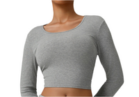 Threaded Short Yoga Clothes Women Cropped Slim Look Running Autumn Sports Long Sleeved T shirt Training Quick Drying Top