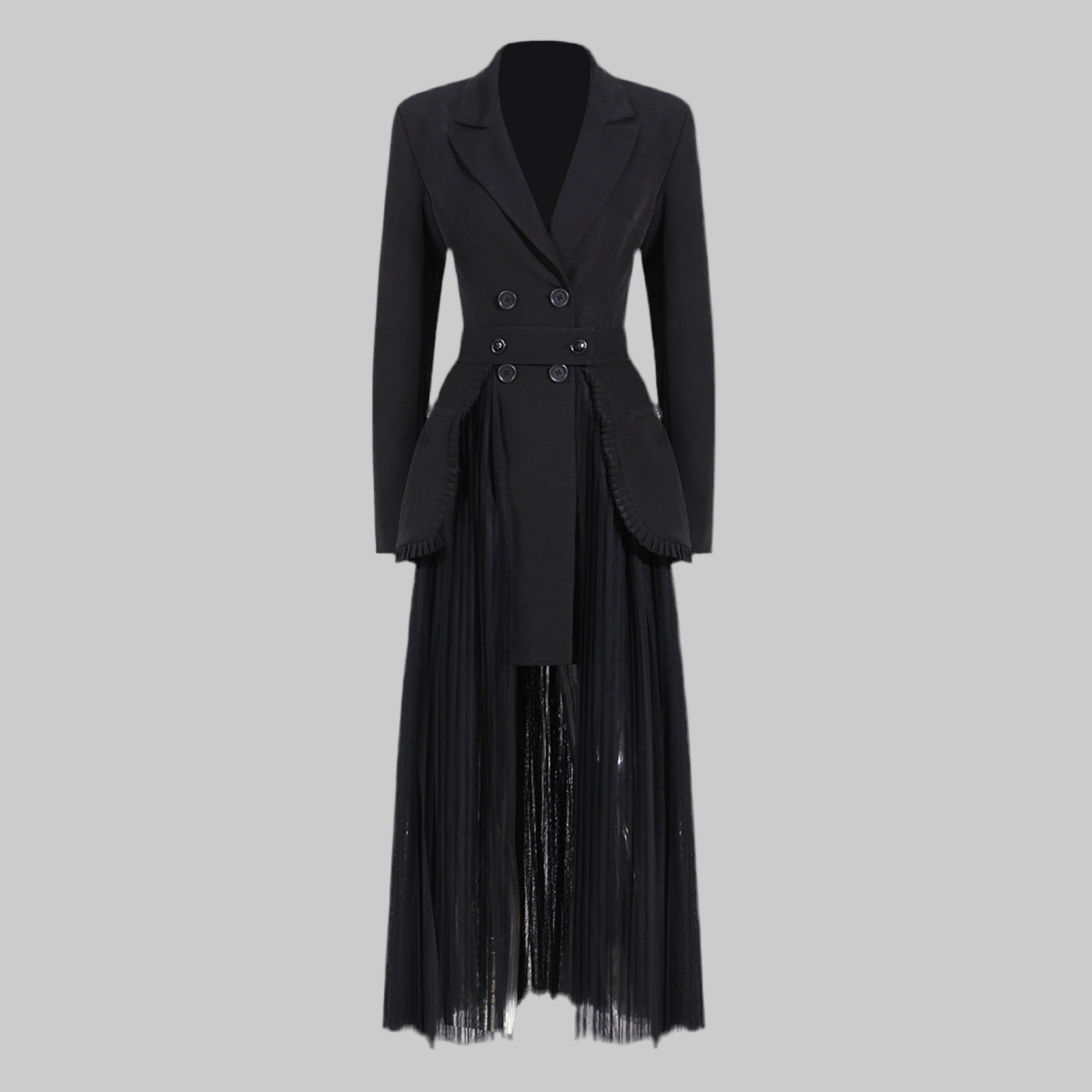 Black Skirt Set Two Piece Set Spring Elegant Long Set Mesh Pleated Skirt Set For Women - Modestly Vogue 