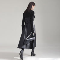 Retro Waist-controlled Slimming PU Leather High Waist Dress