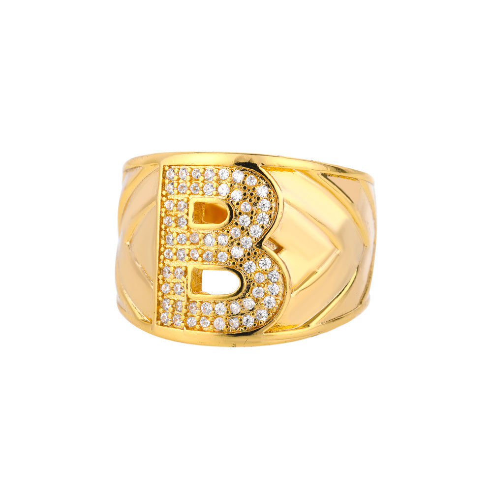 Personalized Gold Stone Initial Ring | Modestly Vogue - Modestly Vogue 