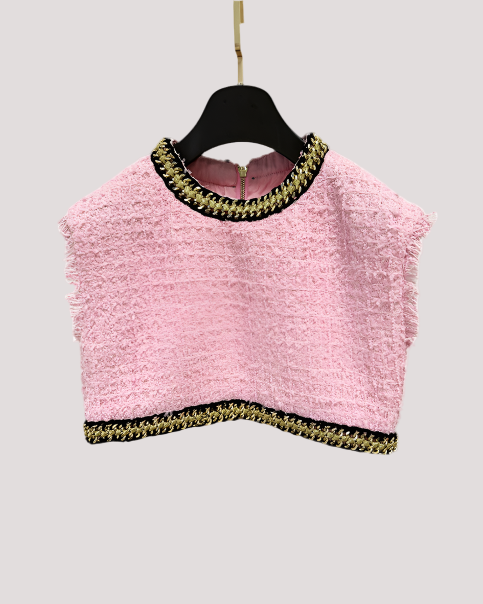 Pastel Autumn Winter Star Heavy Industry Chain Decoration Ultra Short Sleeveless Vest Top - Modestly Vogue 