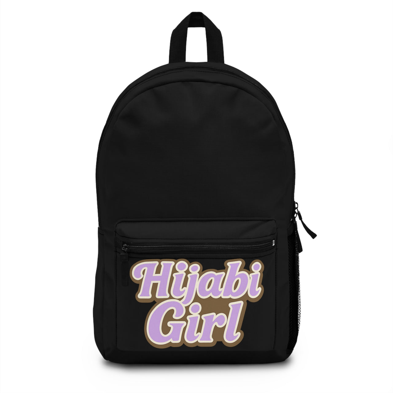 Black Stylish Personalized Hijabi Girl Backpack for School, Travel, Gym,