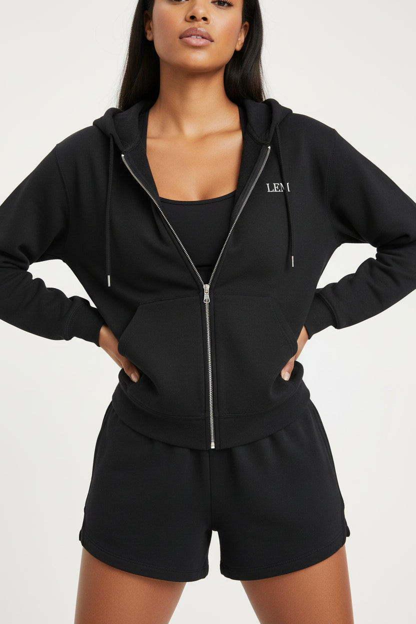 LEM Noir Full-Zip Hoodie - Modestly Vogue 