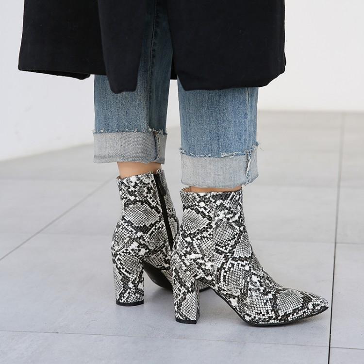 Martin boots snake print thick heel ankle boots - Modestly Vogue 