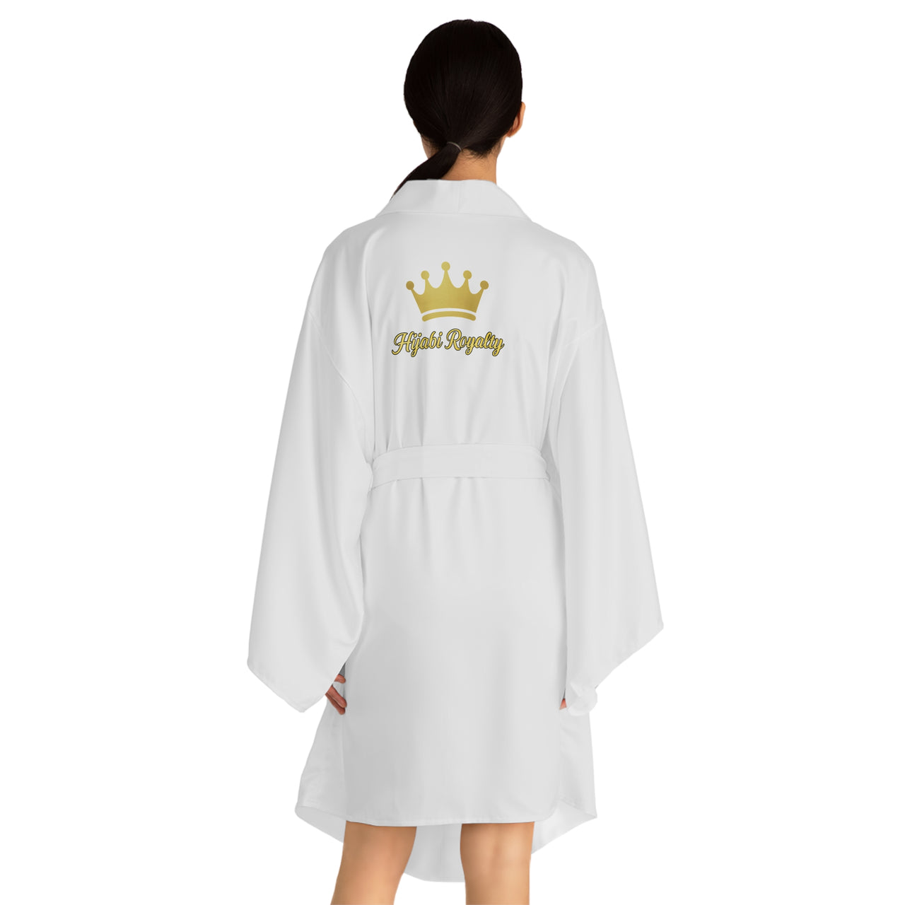 Hijabi Royalty™ Bridal Edition Kimono Robe – Luxury Spa Long Sleeve Robe with Crown Logo