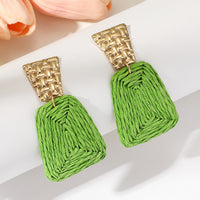 Raffia Earrings Women's Fashion Trapezoidal Alloy - Modestly Vogue 