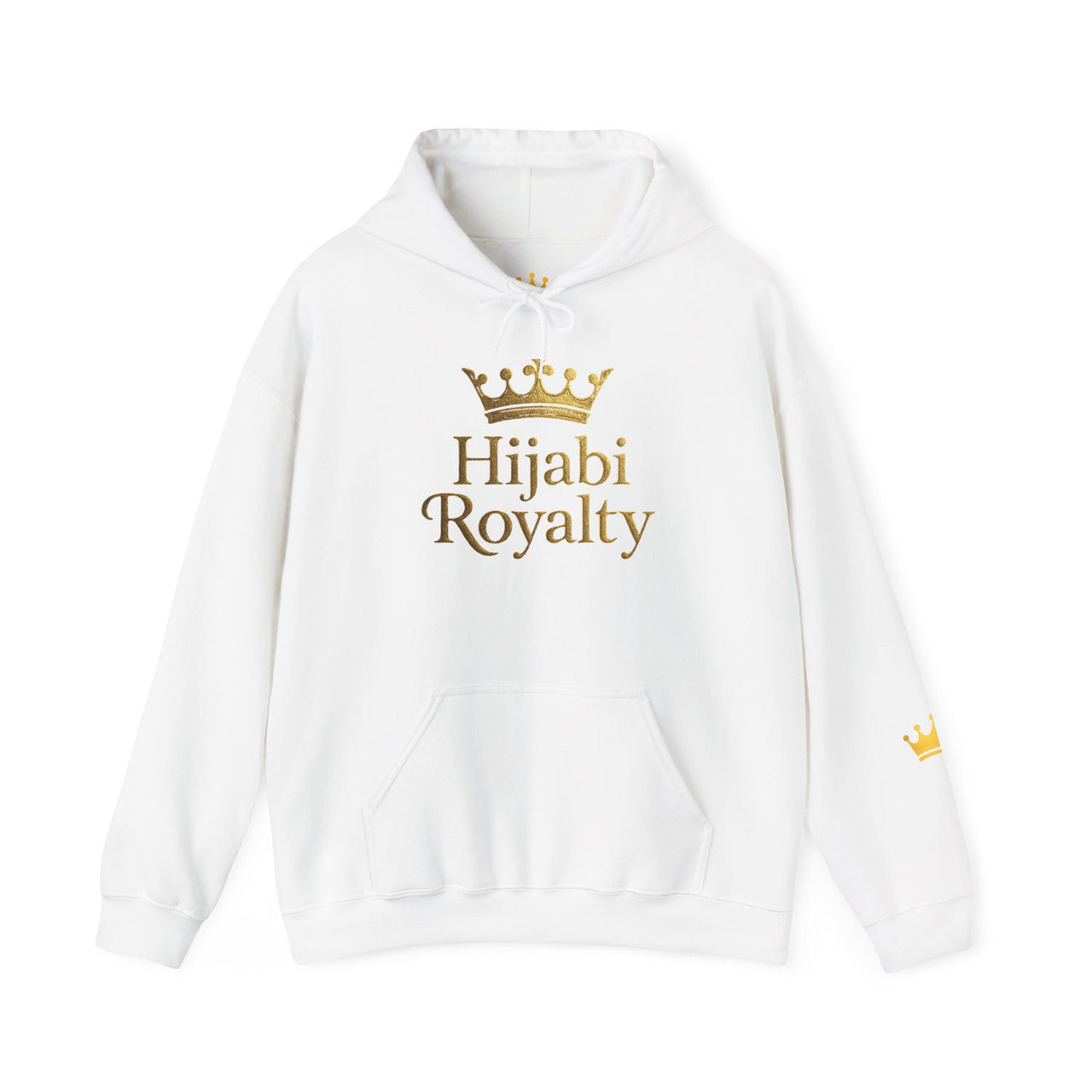 Hijabi Royalty™ Hoodie — Bold Gold Script Hooded Sweatshirt - Modestly Vogue 