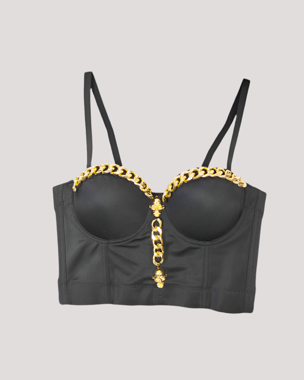 Gothic Beaded Corset Top – Metal Skull Strap Tube Vest - Modestly Vogue 