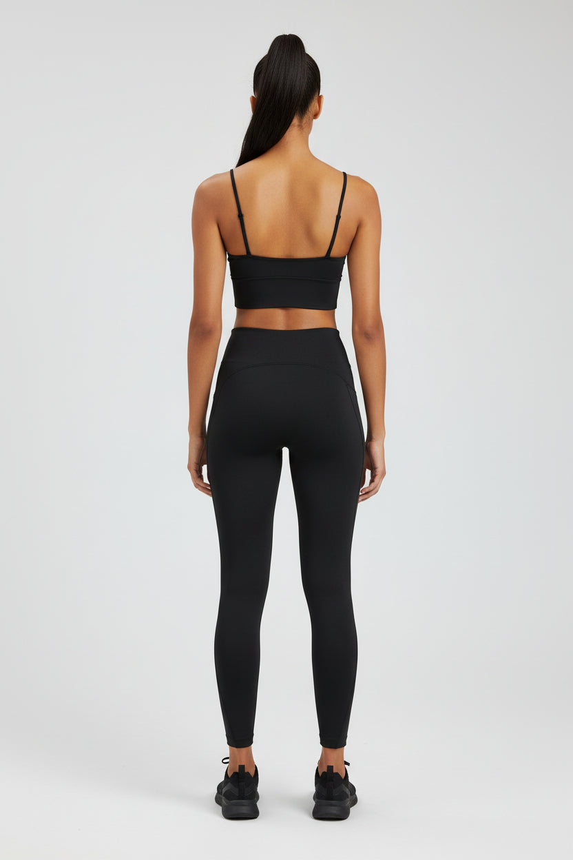 LEM Black Luxe Women's Stretch Bralette — Seamless Strappy Crop Top - Modestly Vogue 