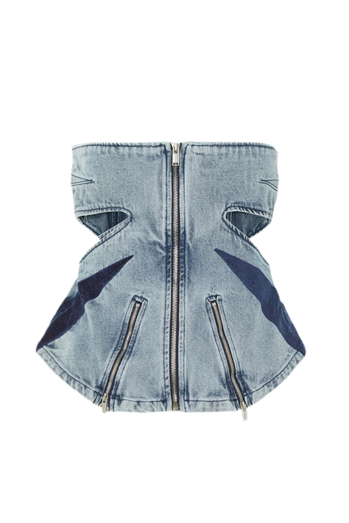Blue Denim Patchwork Tube Top Three Jeans Two Piece Set - Modestly Vogue 