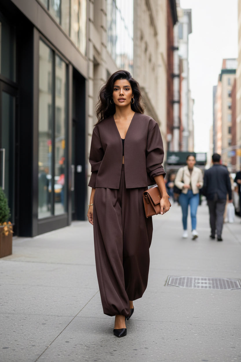 Simple White V-neck Top And Trousers Loose Leisure Suit - Modestly Vogue 