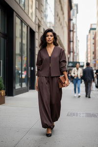 Simple White V-neck Top And Trousers Loose Leisure Suit - Modestly Vogue 
