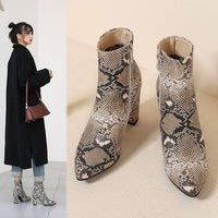 Martin boots snake print thick heel ankle boots - Modestly Vogue 