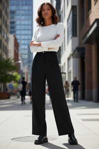 High-Waisted Wide Leg Pants - Modestly Vogue 