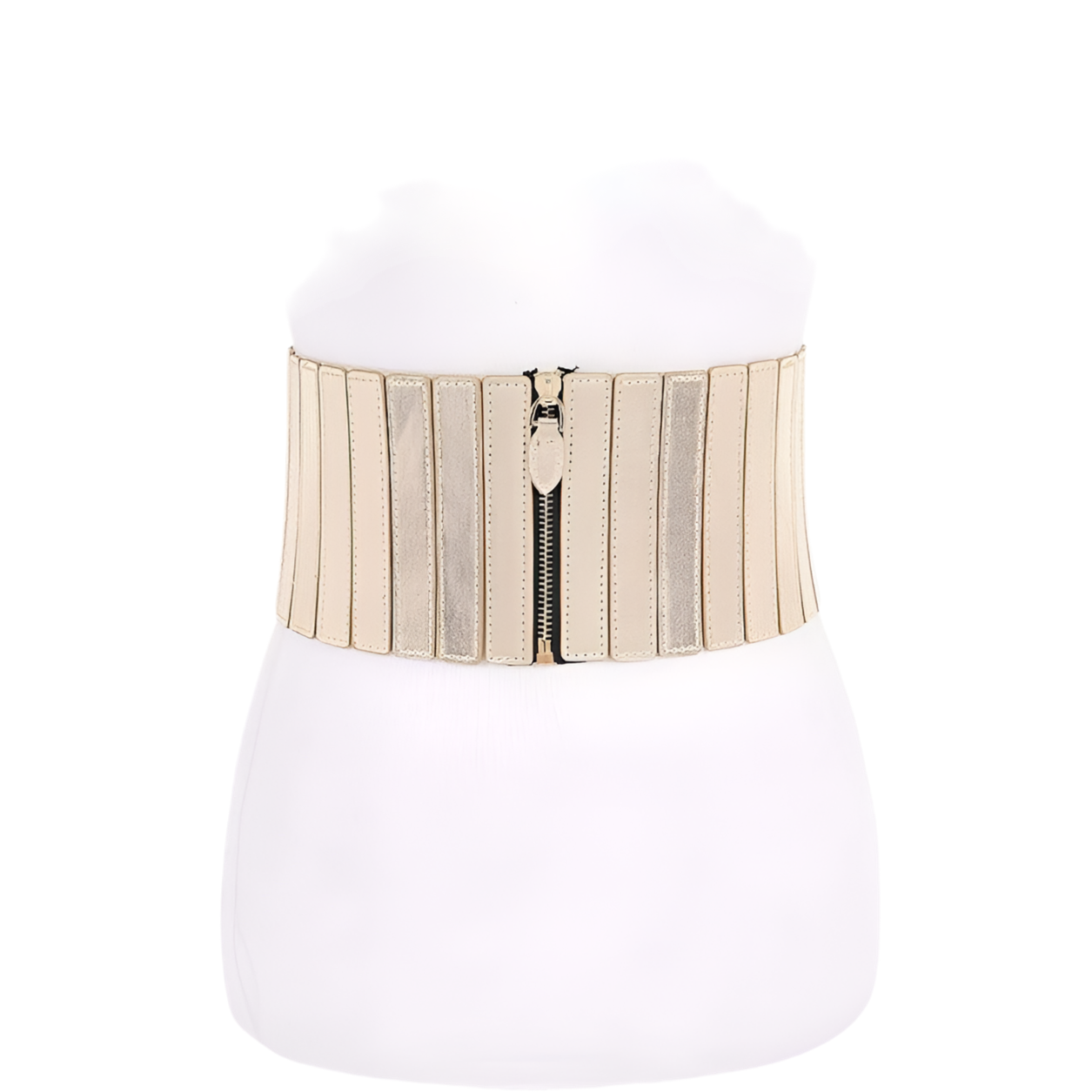 Elastic Metallic Zip-Up Corset Belt – Bold & Adjustable Waist Cincher - Modestly Vogue 