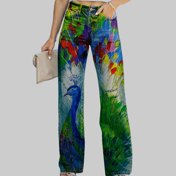 Women's Diagonal Cloth Printed Jeans - Modestly Vogue 