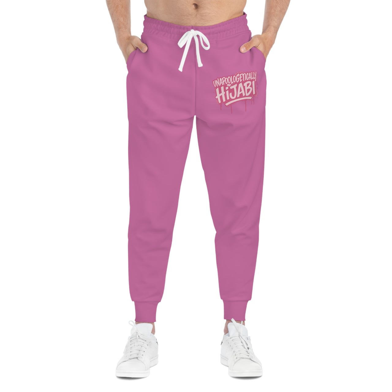 Athletic Joggers — Pink "Unapologetically Hijabi" Graphic Streetwear Sweatpants