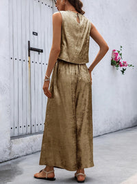 Round Neck Tank and Pants Set - Modestly Vogue 