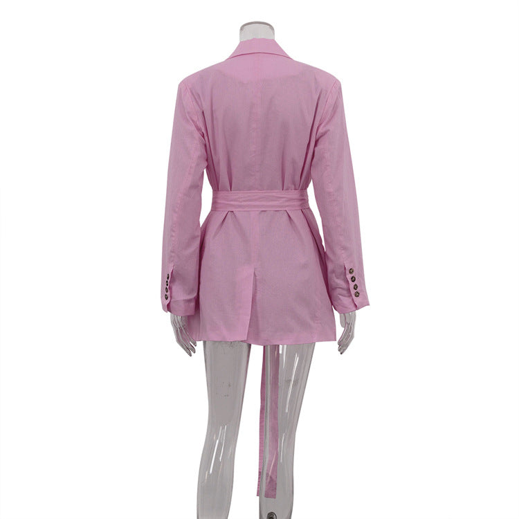 Cotton Cardigan Short Dress with Polo Collar & Lace-up Shirt Style - Modestly Vogue 