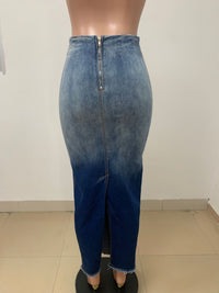 Women's Gradient Denim Skirt - Modestly Vogue 
