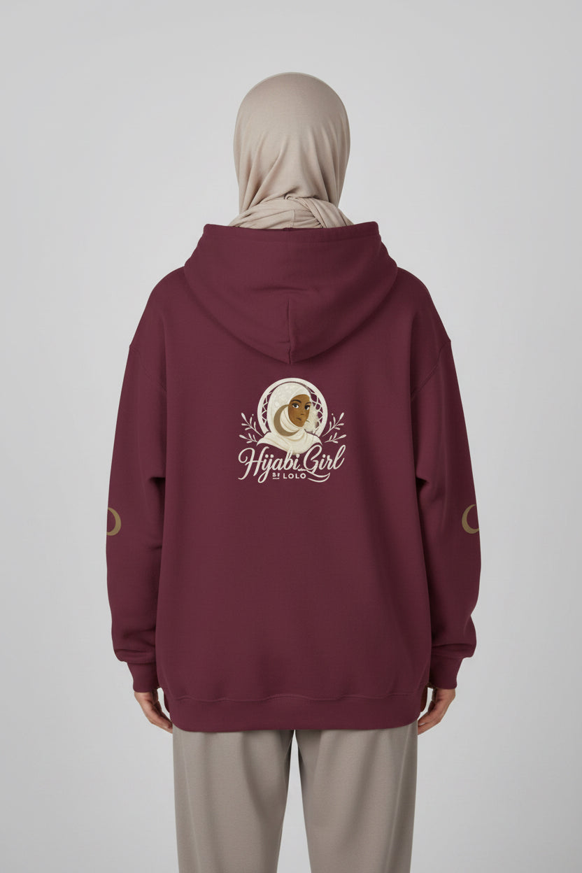 Maroon Women's Hijabi Girl™ Hoodie – Cozy Streetwear Sweatshirt - Modestly Vogue 
